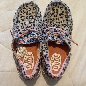 Hey Dude Girls Leopard Print Shoes - Pink and Beige